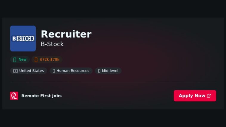 B-Stock Solutions Seeks Recruiter to Manage Full-Cycle Recruiting Across Multiple Roles | News