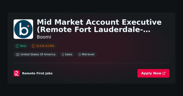Boomi Expands Remote Workforce with New Mid Market Account Executive Role in Fort Lauderdale-Miami Area | News