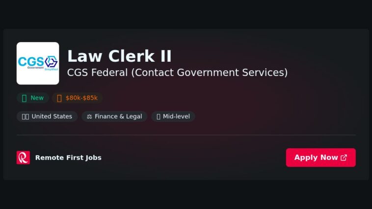“CGS Federal Welcomes New Law Clerk II to Enhance Legal Support Services” | News